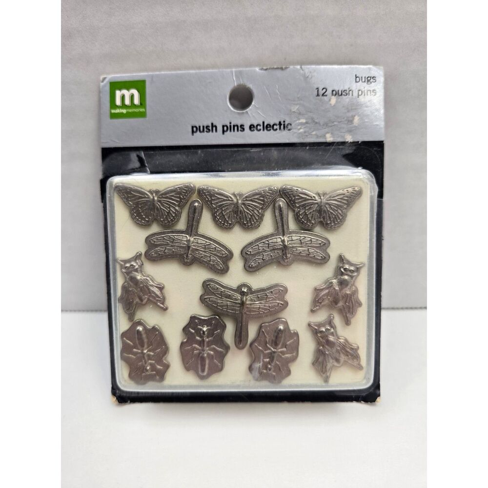 Making Memories Bugs Eclectic Push Pins Set Of 12 Butterfly Dragonfly Insects